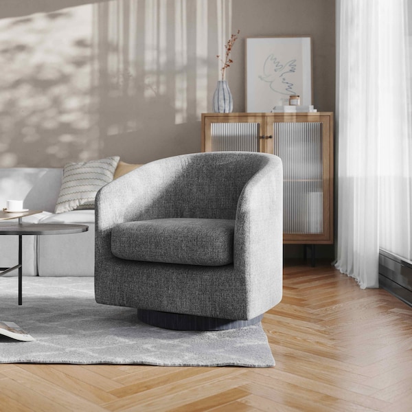 Flash Furniture Landon Club Style Commercial Barrel Accent Armchair Metal Base, Dark Gray Fabric Upholstery BS-AC22-060-DKGRY-GG - main